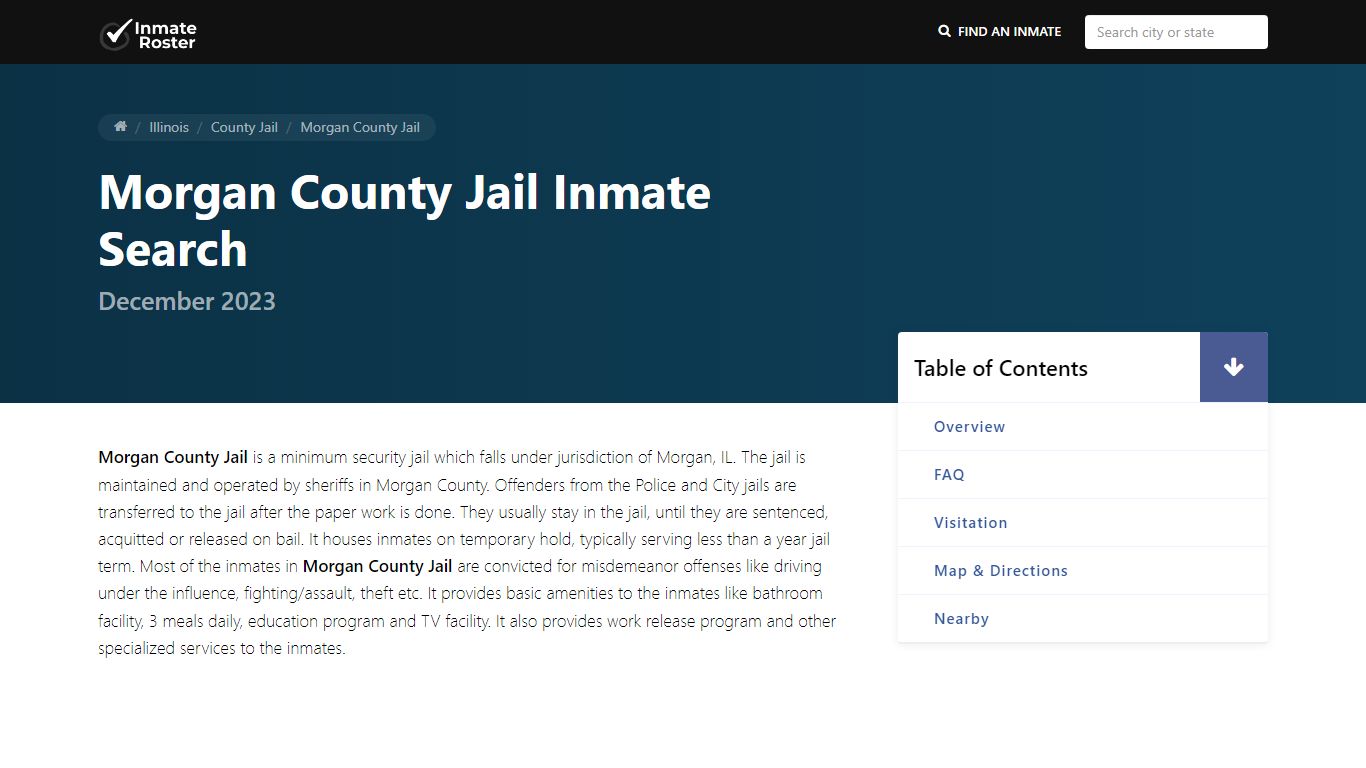 Inmate Search | Morgan County Jail - Jacksonville, IL