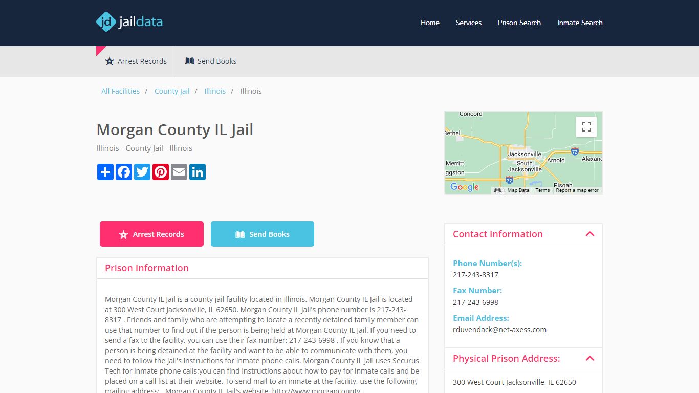 Morgan County IL Jail Inmate Search and Prisoner Info - Jacksonville, IL
